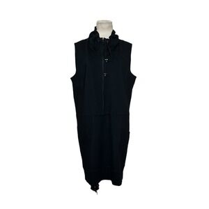Elie Tahari black sleeveless half zipper drawstring neck dress size L